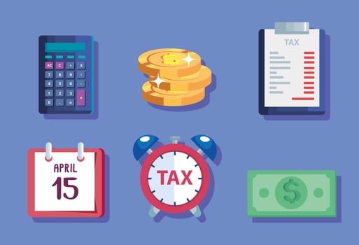 bundle of tax day icons vector