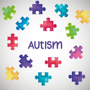 world autism day with puzzle pieces vector