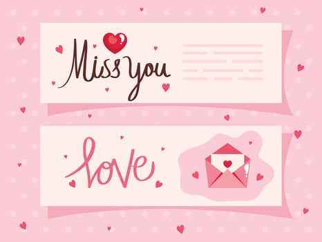cards of happy valentines day with decoration vector