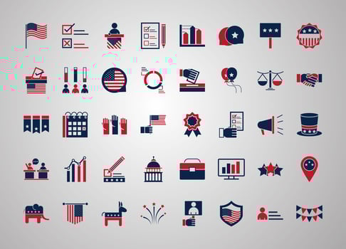 United States elections campaign collection politics symbol with elements flat style vector