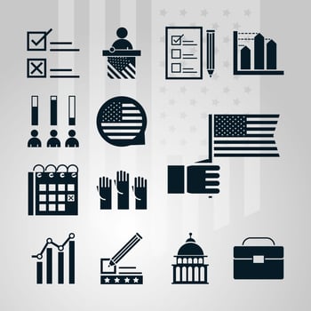 United States elections political election campaign celebration silhouette icons set vector