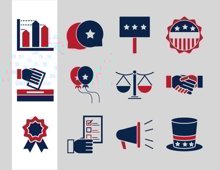 United States elections political election campaign celebration flat icons collection vector