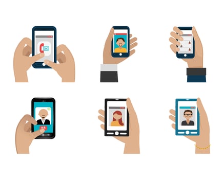 set bundle smartphone with social media vector