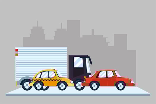 city truck and taxi vector