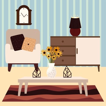 home armchair and furnitures vector