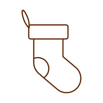 merry christmas stocking decoration cartoon line icon vector