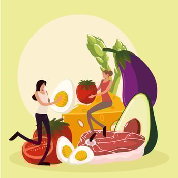 women and fresh food vector
