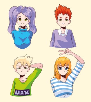 manga boys and girls vector