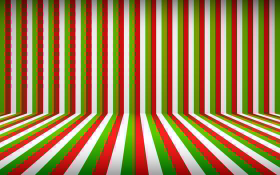Abstract vertical striped red green white studio backdrop with empty space for your content or product picture. Empty christmas studio room background concept. Vector illustration