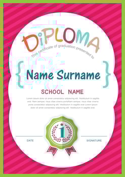 Preschool Kids Diploma certificate background design template vector
