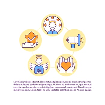 Public favorite concept line icons with text. PPT page vector template with copy space. Brochure, magazine, newsletter design element. Social media influencer linear illustrations on white