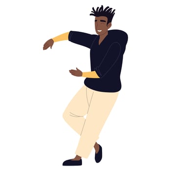 black smiling man in casual clothes vector
