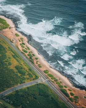 Helicopter aerial view of Oahu, Hawaii photo
