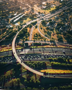 Helicopter aerial view of traffic in Honolulu, Oahu, Hawaii photo