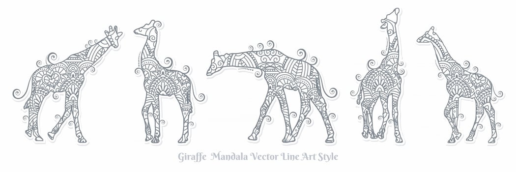 Giraffe Mandala Vector. Vintage decorative elements. Oriental pattern, vector illustration.