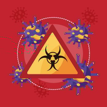 covid 19 particles and bihohazard signal vector