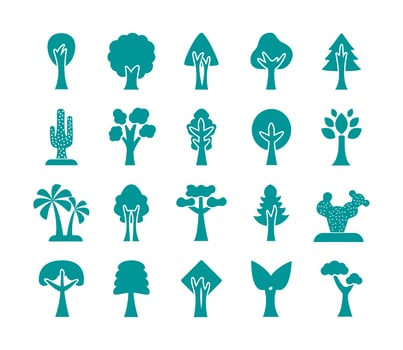 bundle of trees silhouette style icons vector