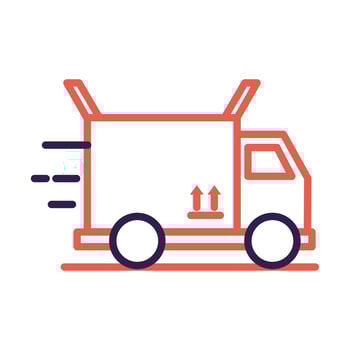 truck with box carton packing delivery service line vector
