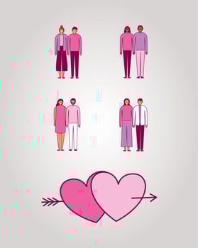 bundle of valentines day hearts and couples vector