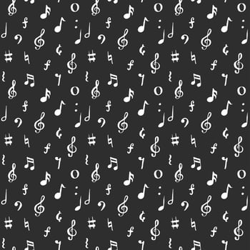Music note seamless pattern vector illustration. Hand drawn sketched doodle music notes symbols