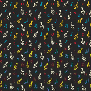 Music note seamless pattern vector illustration. Hand drawn sketched doodle music notes symbols