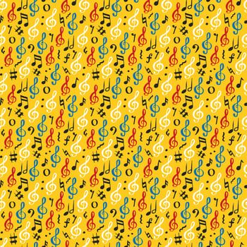 Music note seamless pattern vector illustration. Hand drawn sketched doodle music notes symbols