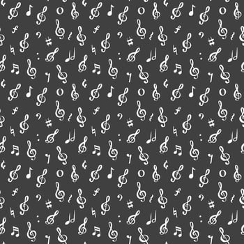 Music note seamless pattern vector illustration. Hand drawn sketched doodle music notes symbols