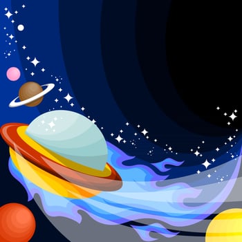Colorful Flat Style Flying UFO vector