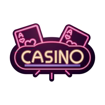 casino bright banner aces gambling neon sign vector