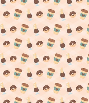 coffee time, takeaway coffee cup donut and coffee mocha fresh beverage background vector
