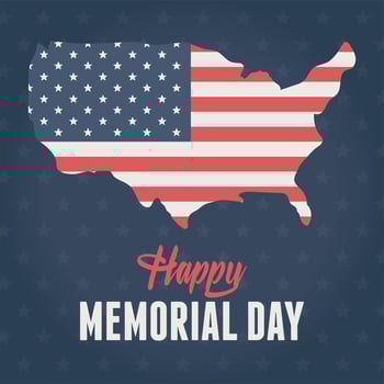 happy memorial day, flag in map american celebration vector