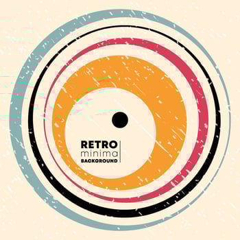 Retro background design with circular lines and vintage grunge texture. Vector illustration.