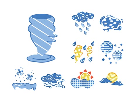 bundle of weather symbols set icons vector
