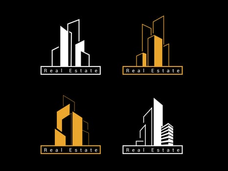 Real estate Logo template design. Modern abstract creative luxury building set vector