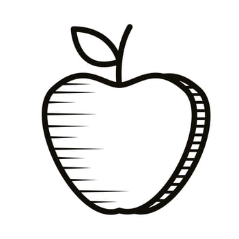 apple fresh fruit doodle line style icon vector
