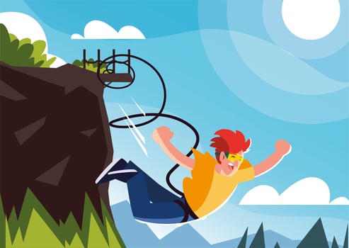 man jumping off with a rope, extreme sport vector