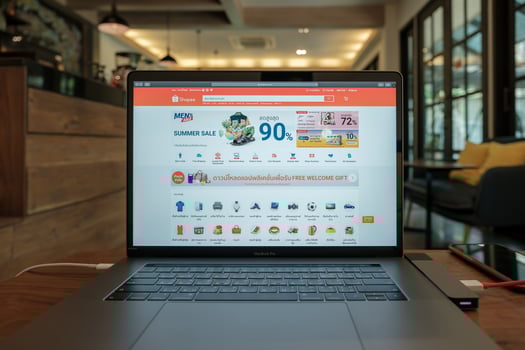 Chiang Mai, Thailand 2019-  Macbook Pro with Shopee website on the screen photo