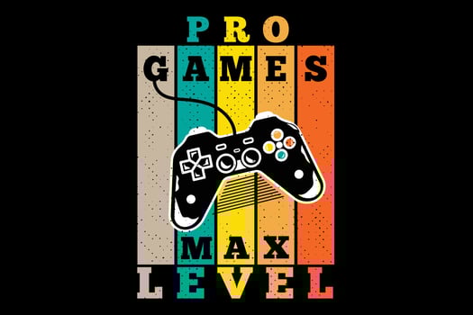 T-shirt pro games max level retro style vector