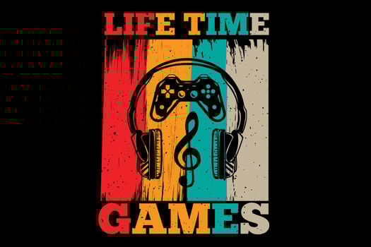 T-shirt life time games typography retro vintage style vector