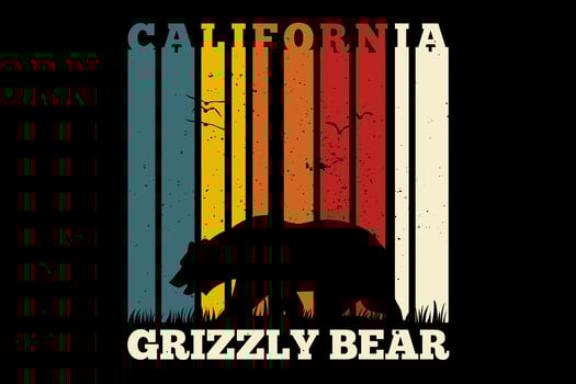 T-shirt california grizzly bear retro vintage style vector
