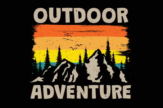 T-shirt outdoor adventure mountain tree retro vintage style vector