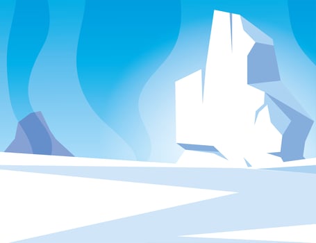 arctic landscape with blue sky and iceberg, north pole vector