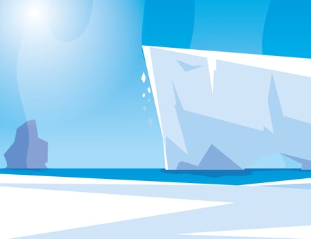 arctic landscape with blue sky and iceberg, north pole vector