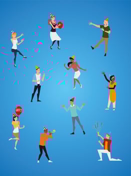 young happy dancing and celebrating party people vector