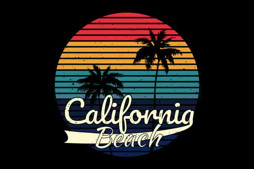 T-shirt sunset california beach retro design vector