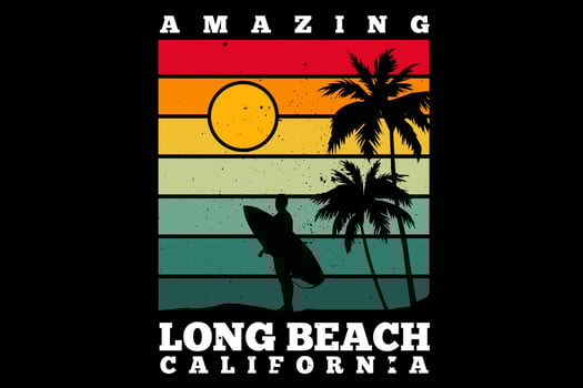 T-shirt amazing long beach california retro design vector