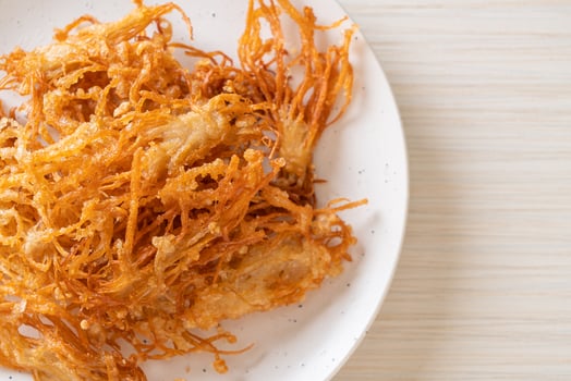 Fried Enoki Mushroom or Golden Needle Mushroom photo