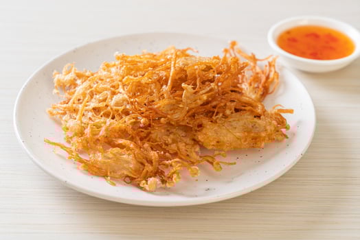 Fried Enoki Mushroom or Golden Needle Mushroom photo