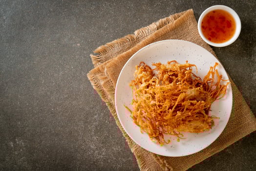 Fried Enoki Mushroom or Golden Needle Mushroom photo