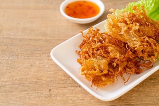Fried Enoki Mushroom or Golden Needle Mushroom photo